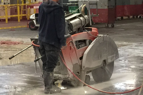 Concrete cutting of floor in London, Ontario